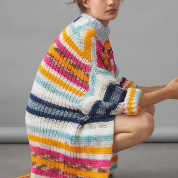 Anthropologie Colorful Striped Women's Sweater Cardigan - Picture 2 of 8